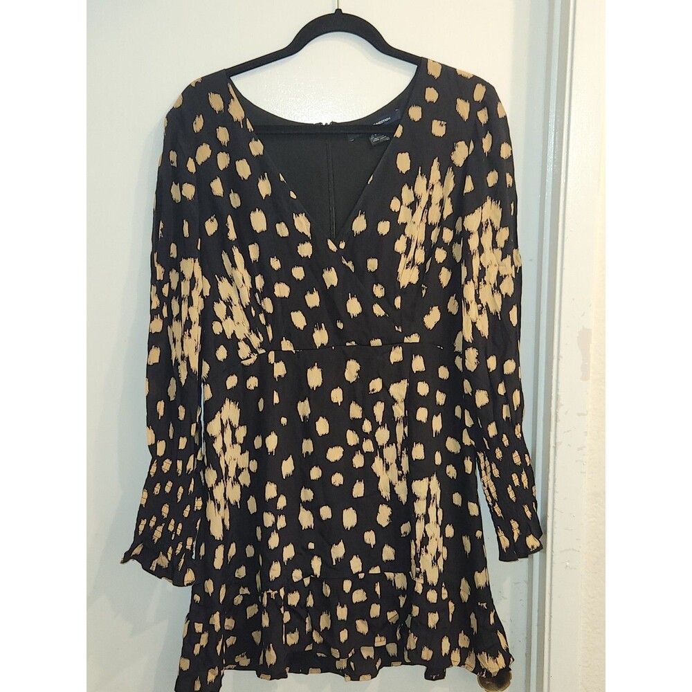 Frenchā Connect Dress Size 10 "Geriel Drape Dress" Side Zipper Blouson Sleeves